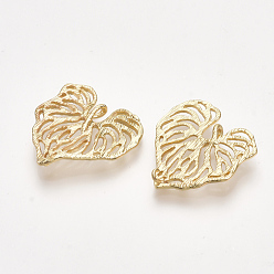 Real 18K Gold Plated Brass Links connectors, Leaf, Nickel Free, Real 18K Gold Plated, 20x19x3mm, Hole: 0.9~3x1.5mm