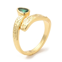 Настоящее золото 18K Стойки с покрытием латунные кольца манжеты, открытое кольцо с кубическим цирконием для женщин, без свинца и без кадмия, реальный 18 k позолоченный, 2.5~14 мм, внутренний диаметр: 17.2 мм