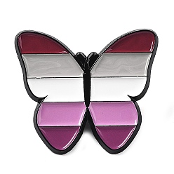 Butterfly Lesbian Pride Rainbow Theme Enamel Pins, Black Zinc Alloy Brooch for Women, Butterfly, 27x30x1.5mm