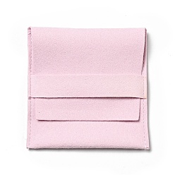 Pink Microfiber Jewelry Pouches, Foldable Gift Bags, for Ring Necklace Earring Bracelet Jewelry, Square, Pink, 8x7.8x0.3cm