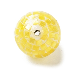 Желтый Разноцветные бусины из ракушек, окрашенные, круглые, желтые, 9.5~10x9.5~10 мм, отверстие : 1~1.2 мм