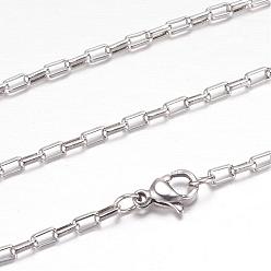Stainless Steel Color 304 Stainless Steel Box Chain Necklaces, with Lobster Claw Clasps, Stainless Steel Color, 19.2 inch(49cm)