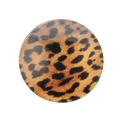 Pêche Cabochons en verre imprimé léopard, demi-tour / dôme, peachpuff, 12x4mm