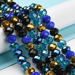 Bleu Moyen  Chapelets de perles en verre, facette, rondelle, bleu moyen, 8x6mm, Trou: 1mm, Environ 65~68 pcs/chapelet, 15.7~16.1 pouce (40~41 cm)
