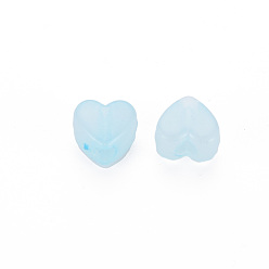 Bleu Ciel Clair Perles acryliques de gelée d'imitation , cœur, lumière bleu ciel, 8x8.5x5.5mm, Trou: 2.5mm, environ2030 pcs / 500 g