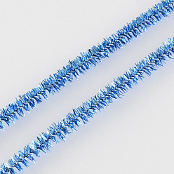 DodgerBlue Christmas Tinsel Decoration DIY Chenille Stem Metallic Tinsel Garland Craft Wire, Dodger Blue, 290x7mm