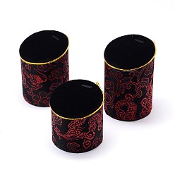 Dark Red Wood Pendant Display Stand Sets, with Cloth and Velvet, Dark Red, 5.4~7.1x5.1cm