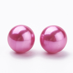 Pourpre Perles d'imitation en plastique écologique, haut lustre, Grade a, ronde, fuchsia, 40mm, Trou: 3.8mm