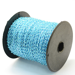 Deep Sky Blue Silver Lined Seed Beads Cords, with Polyester Cords, with Random Color Spools and Nylon Cords, Deep Sky Blue, 2mm, about 100yards/roll(300 feet/roll)