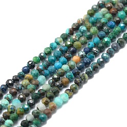 Chrysocolla Natural Chrysocolla Beads Strands, Faceted, Round, 2mm, Hole: 0.5mm, about 215pcs/strand, 15.16''~15.55''(38.5~39.5cm)