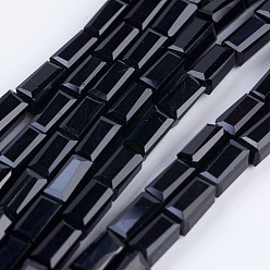 Black Opaque Glass Beads Strands, Faceted, Cuboid, Black, 6.5~7x3~3.5x3~3.5mm, Hole: 0.5mm, about 80pcs/strand, 20.6~22 inch(52.5~56cm)