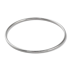 Stainless Steel Color 304 Stainless Steel Simple Plain Bangle for Women, Stainless Steel Color, Inner Diameter: 2-3/8 inch(6cm)
