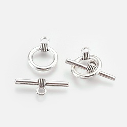 Antique Silver Alloy Toggle Clasps, Antique Silver, Ring: 20x15x2mm, Hole: 2.5mm, Bar: 26x9x3mm, Hole: 3mm