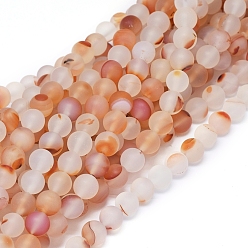 Natural Agate Natural Agate Beads Strands, Frosted, Dyed & Heated, Round, 8~8.5mm, Hole: 0.8mm, about 48 pcs/Strand, 15.16 inch(38.5 cm)