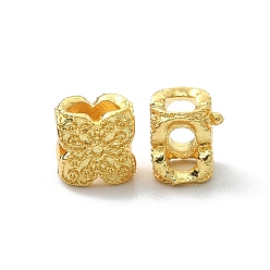 Real 18K Gold Plated Brass Slide Charms, Flower, Real 18K Gold Plated, 6x6x5mm, Hole: 1.8mm and 2.5x3.5mm