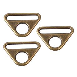 Antique Bronze Alloy Adjuster Triangle with Bar Swivel Clips, D Ring Buckles, Antique Bronze, 34mm, Inner Size: 38mm