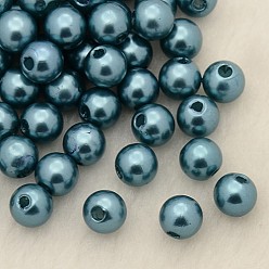 Cadet Blue Imitation Pearl Acrylic Beads, Dyed, Round, Cadet Blue, 6x5.5mm, Hole: 1.5~2mm, about 4500pcs/pound