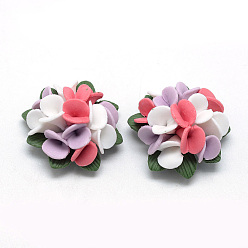 Colorful Handmade Porcelain Cabochons, Flower, Colorful, 28~32x28~32x18~21mm