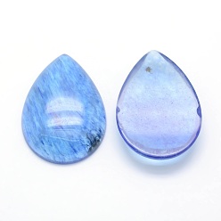 Стеклянный Камень Арбуза Синий арбуз каменный кабошоны, капля, 34~35x24~25x6.5~7 мм