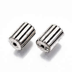 Antique Silver CCB Plastic Beads, Corrugated Column, Antique Silver, 11.5x7.5mm, Hole: 1.6mm