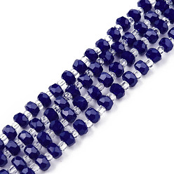 Azul Oscuro Cuentas opacas de color sólido cuentas de vidrio, ábaco, azul oscuro, 4x3 mm, agujero: 0.8 mm, sobre 146~150 unidades / cadena, 24.41 pulgada ~ 25.2 pulgada (62~64 cm)