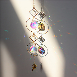 Clear AB Quartz Crystal Big Pendant Decorations, Hanging Sun Catchers, Fairy, Clear AB, 42cm