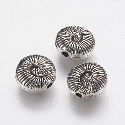 Antique Silver Tibetan Style Alloy Beads, Spiral Shell, Antique Silver, 9.5x4.5mm, Hole: 1.5mm
