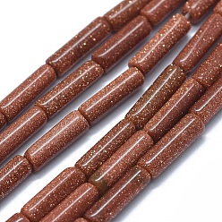 Goldstone Synthetic Goldstone Beads Strands, Column, 11~15x3.5~4.5mm, Hole: 1~1.2mm, about 28~30pcs/strand, 15.1~15.9 inch(38.5~40.5cm)