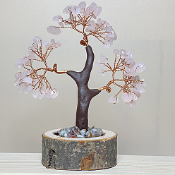 Rose Quartz Natural Rose Quartz Tree Ornaments, Resin Home Display Decorations, Reiki Energy Stone for Healing, 120mm