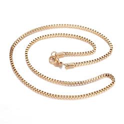 Golden 304 Stainless Steel Box Chain Necklaces, with Lobster Claw Clasps, Golden, 17.9 inch(45.5cm), 2mm