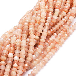 Sunstone Natural Sunstone Beads Strands, Faceted, Rondelle, 5x3~3.5mm, Hole: 0.8mm, about 106pcs/strand, 15.43''(39.2cm)