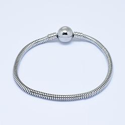 Stainless Steel Color 304 Stainless Steel European Style Bracelets for Jewelry Making, Stainless Steel Color, 190x3mm