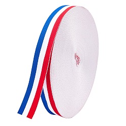 Red Polyester Grosgrain Ribbon, for Badge Medal Patriotic and Gift Wrapping, Red, White, Blue, 1 inch(25mm)