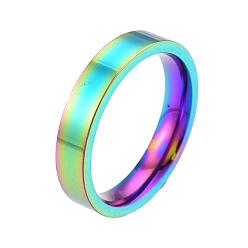 Rainbow Color 201 anillo liso de acero inoxidable para mujer, color del arco iris, diámetro interior: 17 mm