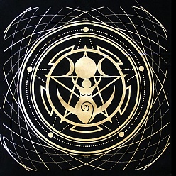 Goddess Nappe de tarot en tissu suédé pour la divination, bloc de cartes de tarot, nappe pendule, carrée, noir, modèle de déesse, 490x490mm