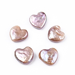Cardo Perlas de keshi barrocas naturales, cuentas de perlas de agua dulce, ningún agujero, corazón, cardo, 11~13x10~11x3.5~5 mm