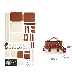Tierra de siena Kit de fabricación de bolsos de cuero pu de ganchillo tejido a mano, con bolsa para auriculares, para principiantes, tierra de siena, 15x17.9x5.5 cm