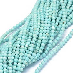 Howlite Natural Magnesite Beads Strands, Dyed & Heated, Round, 4mm, Hole: 0.5mm, about 93~94pcs/strand, 15.9~16.1 inch(40.3~40.8cm)