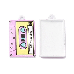 Pearl Pink Spray Painted Alloy Pendants, Tape, Pearl Pink, 25.5x15x2.5mm, Hole: 1.8mm