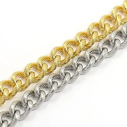 Mixed Color 304 Stainless Steel Curb Chain/Twisted Chain Bracelets, with Lobster Claw Clasps, Mixed Color, 8-1/8 inch(205mm), 7mm