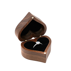 Черный Деревянные ящики кольцо, бархат внутри, с магнитными застежками, для свадьбы, футляр для хранения ювелирных изделий, чёрные, 5.3x6x3.8 см