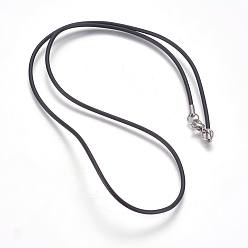 Negro Fabricación de collares de cordón de goma, con 304 de acero inoxidable broches pinza de langosta, negro, 22.2 pulgada (56.5 cm), 2 mm