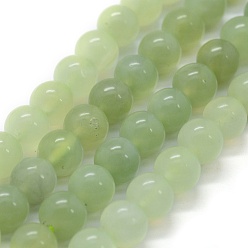 New Jade Natural New Jade Beads Strands, Round, 8mm, Hole: 0.8mm, about 49pcs/strand, 15.3 inch(39cm)