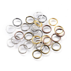 Mixed Color Iron Split Rings, Double Loops Jump Rings, Mixed Color, 8x1.4mm, Inner Diameter: 6.6mm, 6 Colors, about 3500pcs/500g