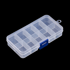 Clear Plastic Bead Containers, Adjustable Dividers Box, Bead Storage, Removable 10 Compartments, Rectangle, Clear, 14.5x7x2.2cm