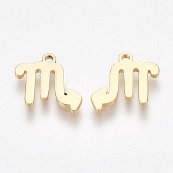 Scorpio Ion Plating(IP) 304 Stainless Steel Charms, Constellation, Golden, Scorpio, 10x9.5x1mm, Hole: 0.8mm