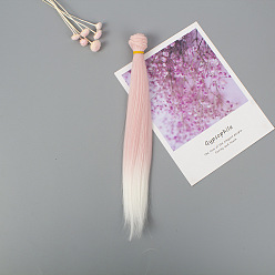 Pink Peluca de muñeca de peinado largo y recto de fibra de alta temperatura, para diy girl bjd makings accesorios, rosa, 25~30 cm
