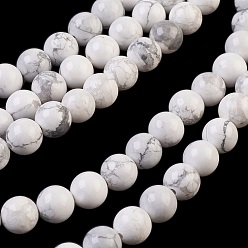 Howlite Chapelets de perles howlite naturelles , ronde, 8mm, Trou: 1mm