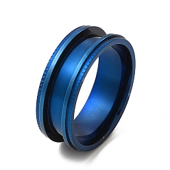 Синий 201 Нержавеющая сталь рифленая кольцевая рифленая, кольцевой сердечник, для изготовления инкрустации, синие, внутренний диаметр: 20 мм, канавка: 3.7 мм