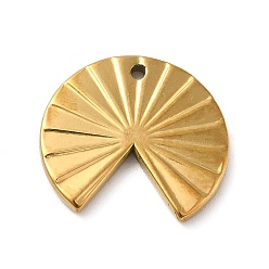 Golden Ion Plating(IP) 304 Stainless Steel Pendants, Fan Charm, Golden, 18x20x2mm, Hole: 1.3mm